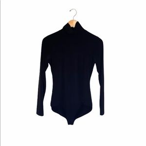 NSR Black Turtleneck Bodysuit w/ Open Back Detail